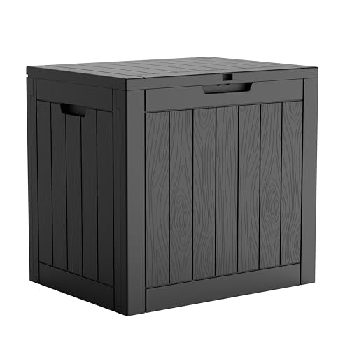EasyUp 35 Gallon Outdoor Storage Box, Outdoor Deck Boxes for Garden Tools Equipment,Cushions and Patio Storage,Lockable and Resin,Easy to Install(Black) - color: Black, size: 35 Gallon
