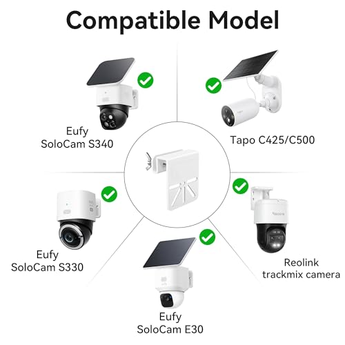 Gutter Mount Bracket Compatible with Solocam S340/E30, No Drill Installation, Stainless Steel Gutter Mount for Security Camera, Security Camera Holder (2 Pack-White) - size: 2 PACK-WHITE