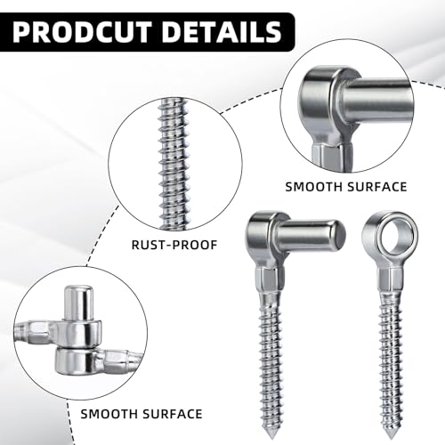 Zonon 2 Pair One Piece 304 Stainless Steel Gate Hinges Set, Eye Hinge and Pin Hinge, Screw Hinges to Mount for Wooden Gates Fences with Hole Dia 5/8'', Silver