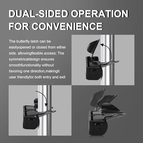 Wall Mount Butterfly Latch 1-3/8" to 1-5/8", Gate Fork Lock with Padlock Hole, Chain Link Fence Parts, Gate Fork Latch,Chain Link Fence Gate Latching Hardware (Black) - color: Black