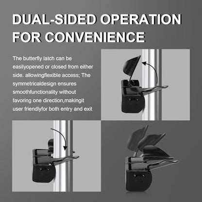 Wall Mount Butterfly Latch 1-3/8" to 1-5/8", Gate Fork Lock with Padlock Hole, Chain Link Fence Parts, Gate Fork Latch,Chain Link Fence Gate Latching Hardware (Black) - color: Black