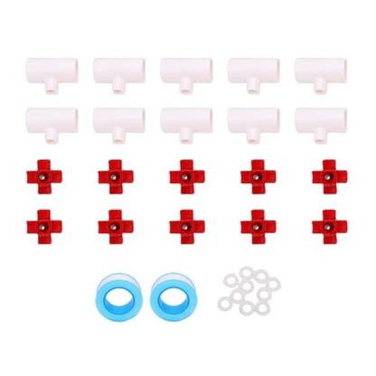 AYNEFY Plastic Chicken Drinker Nipples 10PCS Chicken Waterer Nipple Kits with Tee Fittings Sealing Gaskets and Tape for Automatic Poultry Watering System Leakproof Plastic Nipples for