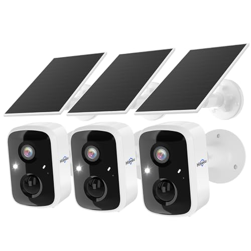 Hiseeu Solar Camera Security Outdoor, 3 Pack 100% Wireless 3K 4MP Surveillance Indoor WiFi Smart Cameras for Home Security Outside, PIR/AI Motion Detection, Waterproof, Color Night Vision, 2-Way Audio - color: 3C90-White