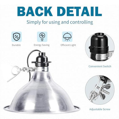 EP Clamp Lamp Light with Detachable 8.5 Inch Aluminum Reflector, 150 Watt E26 Socket (No Bulb Included), 6 Foot 18/2 SPT-2 Cord Cord, 1 Pack - size: 6