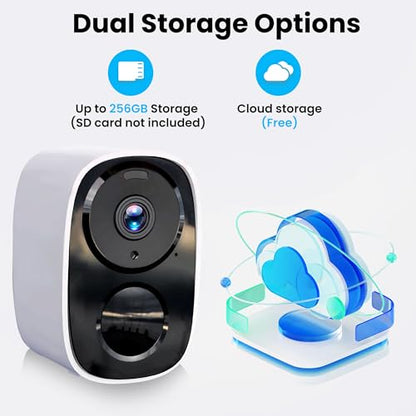 2026 Upgraded 2K Security Cameras Wireless Outdoor, Free Cloud Storage, 1-6 Months Battery Life, Waterproof, 2-Way Talk, AI Motion Detection Spotlight Siren Alarm Cameras for Home Security - color: White - 2.4G&5G Camera