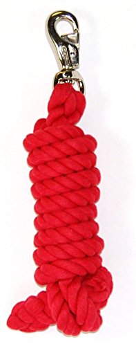 Hamilton Cotton Horse Lead Rope with Nickel-Plated Bull Snap, 10' Long by 3/4" Thick, Red, Barn Horse Tack for Daily Use - color: Red, size: 3/4" x 10'