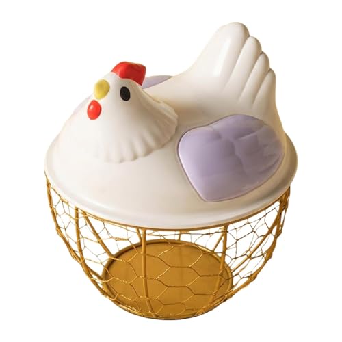 Chicken Egg Basket with Ergonomic Handles Farmhouse Storage Egg Collection Vegetable Fruit Organizer Metal Mesh Suitable for Home Decoration, Purple