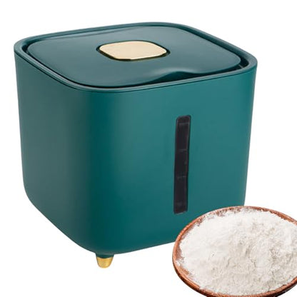 Grain Hopper - High Volume Sealed Provision Bin With Cover, Food Preservation Holder, Large Household Supply Vault, Animal Feed Reservoir, Clear Level Display | for Home Cupboard Pet Feeding Managemen - color: Green