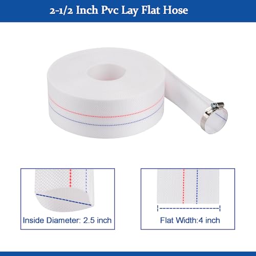 Eastrans 2-1/2INx65.6FT Pool Backwash Hose,Extra Heavy Duty Discharge Lay Flat Hose for Swimming Pool, Drain Hoses with Clamp,10 Bar Working Pressure,High pressure resistance,Wear Resistance - size: 2-1/2in x 65.6ft, style: Extra Heavy Duty Hose
