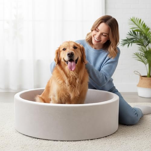 39 Inch Round Dog Bed Ball Pit, Indoor Playpen for Cats and Small Dogs, Dual Use Pet Play and Rest Area, Gray (Balls Not Included) - color: Gray
