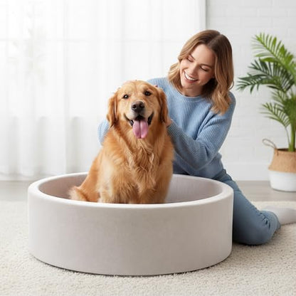 39 Inch Round Dog Bed Ball Pit, Indoor Playpen for Cats and Small Dogs, Dual Use Pet Play and Rest Area, Gray (Balls Not Included) - color: Gray