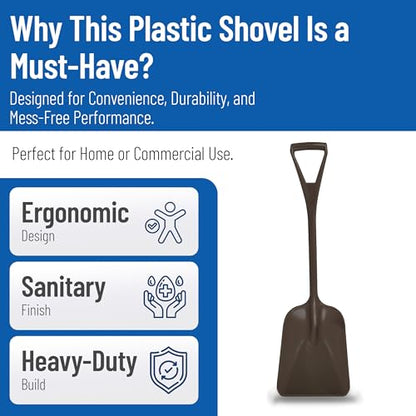 SPARTA Polypropylene Sanitary Shovel, One-Piece Molded Food and Ice Scoop for Commercial Kitchen and Bulk Ingredient Transfer, 10" x 13.75" Scoop, Brown - color: Brown, size: 10" x 13.75" Scoop