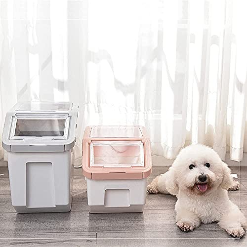 25LB/13L Airtight Flour Rice Grain Cereal Storage Container With Spoon & Measuring Cup & Handle, 2 Pack (Holds 50LBS) Pet Dog Cat Dry Food Bin, Easy to Move & Keep Food Fresh(400 oz)