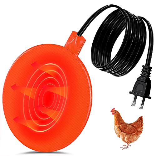 Hortsun Chicken Water Heater for Winter, Poultry Water Heater Base 120v 35w Silicone Heated Pad Chicken Waterer Heated Coop for Metal Bucket Stock Tank with 47.24 Inches Cord(Orange) - color: Orange