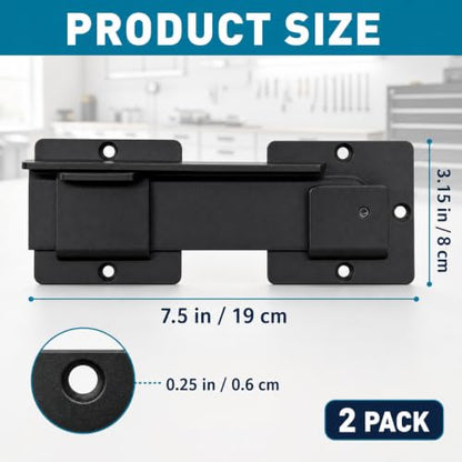 2 Pack Heavy Duty Flip Latch Gate Lock with Padlock Hole, 7.5" Adjustable Aluminum Barn Door Latches Hardware for Wooden Fence, Outdoor Shed & Pool
