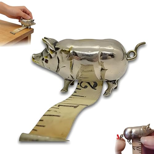 Antique-Inspired Pig Mini Tape Measure – Vintage Brass Metal Pig Retractable Soft Measuring Tape for Home, Office & Crafts,Retractable,Convenient and Unique Gift Idea (1)