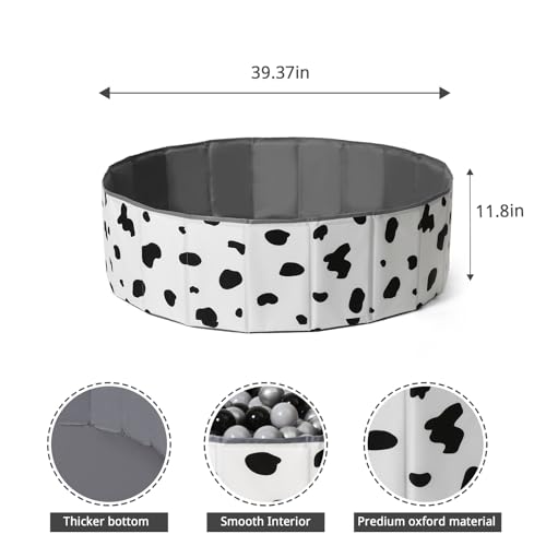 GOGOSO Foldable Ball Pit for Toddlers Large Foldable Puppy Dogs Cats Baby Infant Kids Portable Corner Ball-Pit Big Pop Up Collapsible Soft Play Tent Indoor Outdoor (Balls no Include) Black White Cow