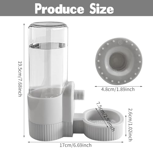 18OZ Rabbit Water Bottle, Pet Water Bottle for Cage Crate,Hanging Automatic Water Dispenser for Cage,Ferret Bunny Guinea Pig Water Bowl,Suitable for Small Animal (Grey, 18OZ) - color: Grey
