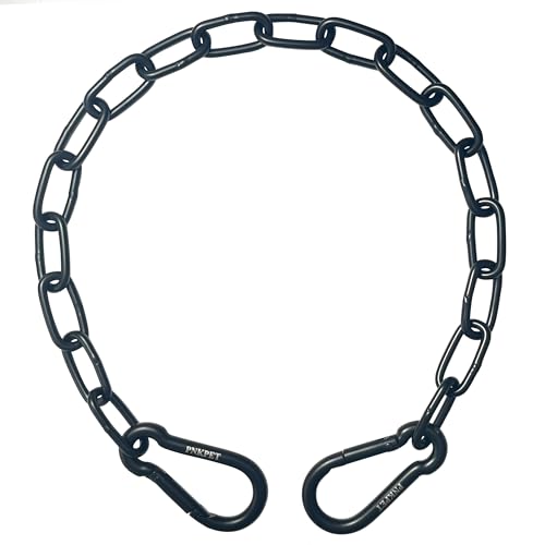 304 Stainless Steel Gate Chain 550lbs Capacity - 20" x 5/32" with M7 Carabiners, Chain Link Gate Latch for Outdoor Fence Livestock,Safety Hanging Metal Chain with 2 Carabiners, Black - color: 20in - Black - 1 Pack, size: 4mm