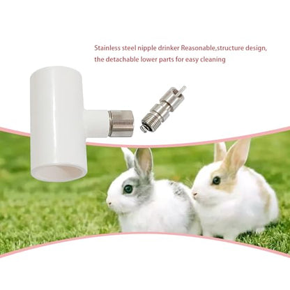 1/2 PVC Water Nipple Automatic Metal System for Cage with Tee for Rabbits, Rat, Bunny, Mouse(Stainless Steel,10pcs) - color: White-Duckbill