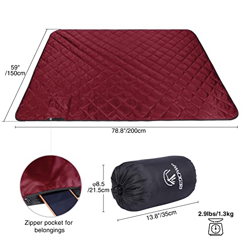 REDCAMP Large Camping Blanket with Sherpa Lining, Cold Weather Warm Outdoor Blanket Windproof for Camping Stadium, Machine Washable 59"x 79" Red - color: 59"x 79" Red