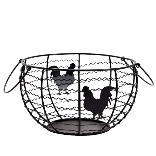 Juvale Egg Holder Countertop Wire Basket - 8.2 x 8.2 x 4.9 in, Black Iron Farmhouse Style - Egg Basket Countertop Organizer for Kitchen Decor & Accessories