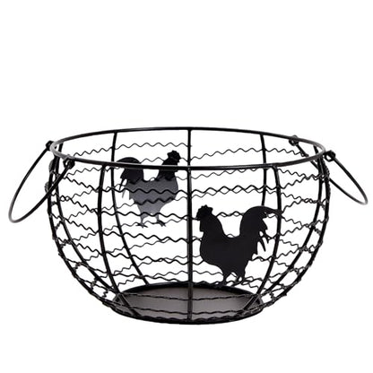 Juvale Egg Holder Countertop Wire Basket - 8.2 x 8.2 x 4.9 in, Black Iron Farmhouse Style - Egg Basket Countertop Organizer for Kitchen Decor & Accessories