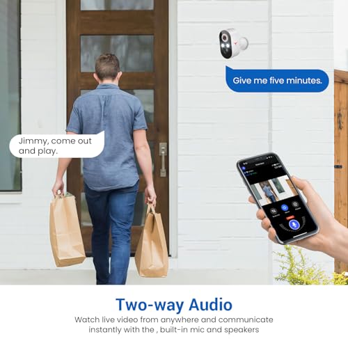 1080P Wireless Security Camera Outdoor, Battery Powered, AI Human Detection, Color Night Vision, 2-Way Audio, IP65 Waterproof, 2.4G Wi-Fi, Cloud Storage (2 Spotlights)
