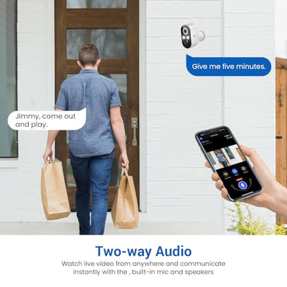 1080P Wireless Security Camera Outdoor, Battery Powered, AI Human Detection, Color Night Vision, 2-Way Audio, IP65 Waterproof, 2.4G Wi-Fi, Cloud Storage (2 Spotlights)