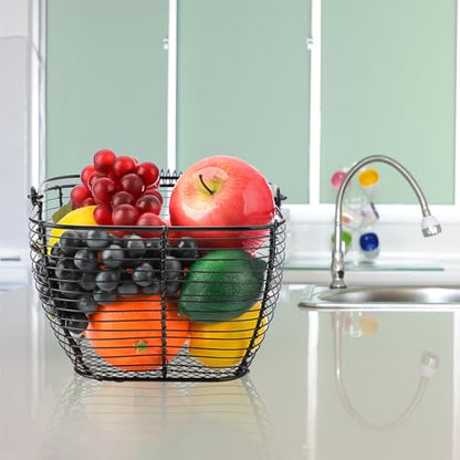 2 PCS 7" Black Square Wire Egg Baskets for Fresh Egg With Handle, Small Metal Collecting Basket for Gathering Fresh Eggs, Chicken and Duck Eggs Hunting Basket Egg Holder Countertop - color: Black