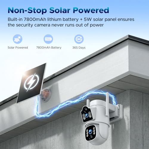 VOOPEAK 4G LTE Cellular Security Camera, Dual Lens 360° PTZ Auto Tracking, Solar Camera Outdoor Wireless with SIM Card,2K HD Color Night Vision, IP66 Waterproof, 2-Way Audio,No WiFi Needed