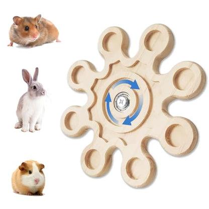 KABASI Rotating Natural Wood Chinchilla Chew Toys, Interactive Enrichment Rat Enrichment Toys for Teeth Grinding, Hanging Exercise Chinchilla Cage Accessories Snowflake Wheel for Hamster Guinea Pig - color: Style C