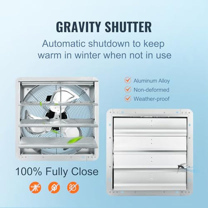 VEVOR Shutter Exhaust Fan, 16'' with Various Speeds, AC-motor, 2000 CFM, Wall Mount Attic Fan, Ventilation and Cooling for Greenhouses, Garages, Sheds, FCC - size: 16 Inch