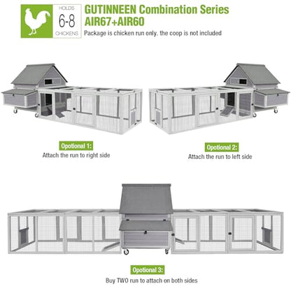 GUTINNEEN Chicken Coop Extension Chicken Run 20.73 ft², Large Expandable Hen House Run with 5 Doors, Universal Fit for Most Coops, Not for Standalone Use,79" L - size: 79.0"L x 37.8"W x 26.8"H