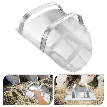Heavy Duty Livestock Feed Scoop and Grain Shovel for Equine and Poultry, Thickened Iron Material with Dual Handles, Agricultural Feeding Tool for Animal Dry Food