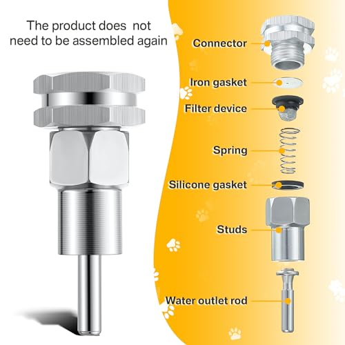 Hohean Stainless Steel Automatic Water Drinker 1/2'' 3/4'' Automatic Nipple Drinking Waterer Brass Water Tank Connector with Hole Opener and Plumber's Tape for Dogs and Other Pets