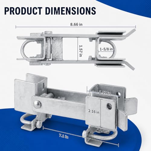 Double Gate Latch for Chain Link Fences - Heavy Duty Galvanized Steel Lockable Double Gate Latch for 1-5/8" Gate Frames, Secure Latching System with Padlock Holes for Residential & Commercial Use
