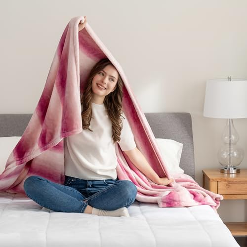 Berkshire Blanket-Classic Heavyweight Soft Printed VelvetLoft® Plush Blanket, Full/Queen Size Soft Fuzzy Warm Blanket for Couch Sofa Bed, Purple Pitch, 90in x 90in - color: Purple Pitch, size: Full/Queen