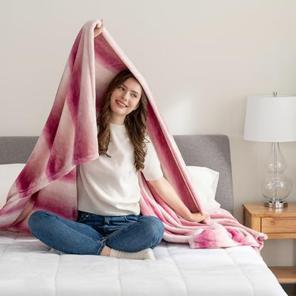 Berkshire Blanket-Classic Heavyweight Soft Printed VelvetLoft® Plush Blanket, Full/Queen Size Soft Fuzzy Warm Blanket for Couch Sofa Bed, Purple Pitch, 90in x 90in - color: Purple Pitch, size: Full/Queen