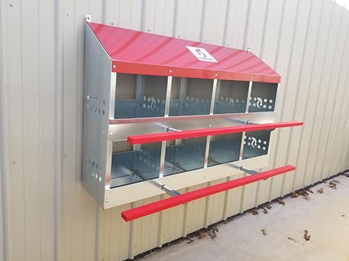 Duncan's Chicken Nesting Boxes - 8 Hole Metal Poultry Nest Box Wall Mount for Chickens, Hens, Ducks - Easy Egg Collection - Large Vented Holes - Fold Up Perches