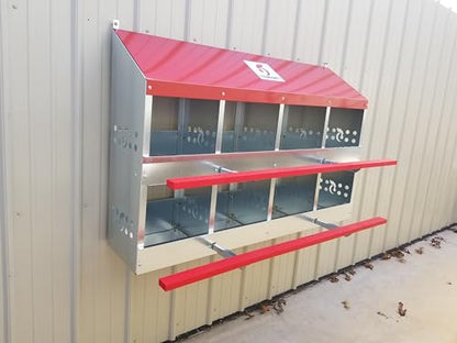 Duncan's Chicken Nesting Boxes - 8 Hole Metal Poultry Nest Box Wall Mount for Chickens, Hens, Ducks - Easy Egg Collection - Large Vented Holes - Fold Up Perches