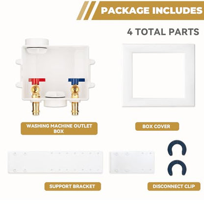 Press Washing Machine Outlet Box with Center Drain, 1/2 Inch Press x 3/4 Inch MHT with Copper Press Connections, Washer Faucet Recessed Box, Press Tool Required for Washer Box - color: PRESS/Regular