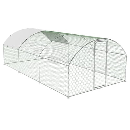 Garvee Metal Chicken Run, 9.8 x 19.7 x 6.6 Ft Metal Chicken Coop for Yard with Waterproof and Anti-Ultraviolet Cover, Dome Roof Walk in Chicken House, Poultry Cage for Hen, Duck and Rabbit - size: 118.1"L x 236.2"W x 78.7"H