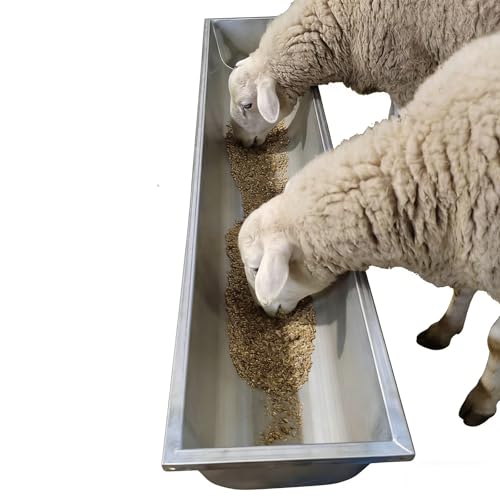 ERRULAN Livestock Feeding Trough Stainless Steel Cattle Sheep Water Troughs Load 32lb/64lb/124lb, Animals Hay Feeder Cattle Sheep Water Troughs for Yard/Pig Pens/Farms(0.5x0.3x0.18m(1.64x0.98x0.6ft)) - size: 0.5x0.3x0.18m(1.64x0.98x0.6ft)