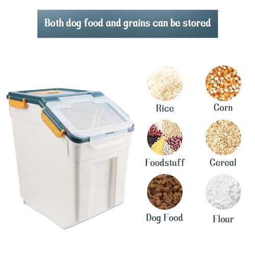 Large Flour Storage Container Bin 50lb, 2Pack Airtight Rice Storage Containers with Wheels Seal Locking Lid, BPA Free with Measuring Cup&Scoop for Flour, Rice, Grain(Blue) - color: Blue