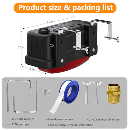 Automatic Livestock Water Trough Float Valve with Copper Connector & Ptfe Tape, Water Level Auto Control Stock Tank Float Valves for Cattle, Horse, Sheep Stock, Farm Animal, Pool, Pond (1 Pack)