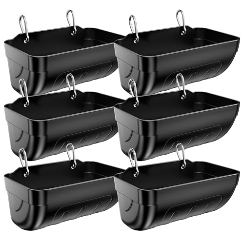 Goat Feeders Hanging, Chicken Waterer Feeder Trough for Poultry Livestock (6 * 3.5 Quart Black) - size: 6*3.5 Quart