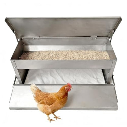 Automatic Chicken Feeder, with Weighted Bottom, 51x18x18cm, Metal Treadle Poultry Feeder, Poultry Food Dispenser, Treadle-Activated Feeding, for Backyard Coop Outdoor Farm Garden