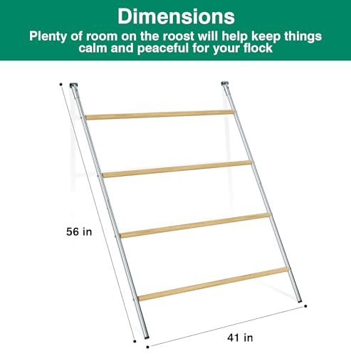 Chicken Perch Chicken Roosting Bars for Chicken Coop, Chicken Roosting Ladder Roost Hen Toys Metal and Wooden Easy Assembly for Backyard Poultry (41" W x 56" H)