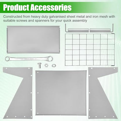 Wall Mount Hay Rack, Goat and Sheep Feeder, Hanging Feeder, Heavy Duty Galvanized Metal 2-in-1 Hay and Grain Feeders, Distance Adjustable Livestock Feeders, Hay Feeders for Goats, Sheep, Horses